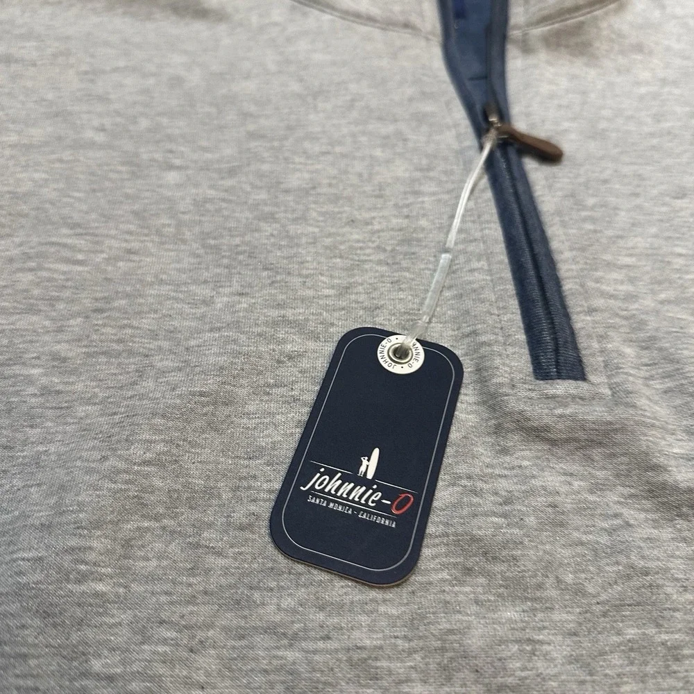 NWT Sully 1/4 Zip Pullover johnnie-O Mens Light Gray‎ Logo Preppy Golf